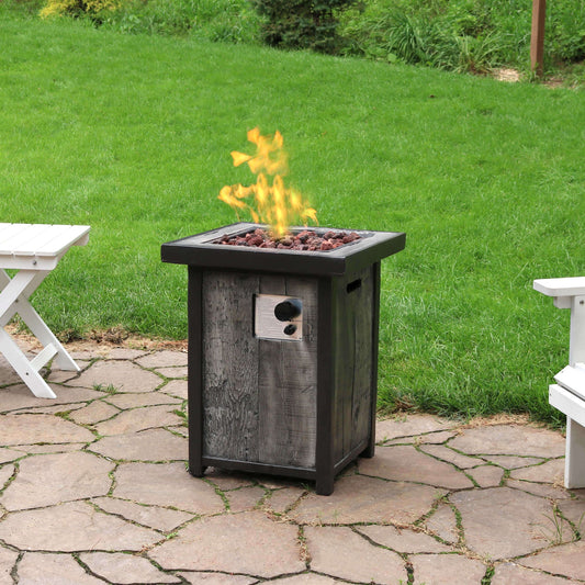25" Smokeless Cast Stone Fire Pit Table | Weathered Wood Look