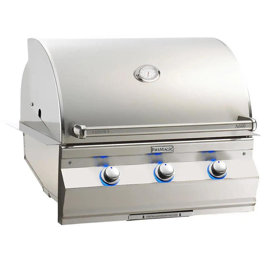 Fire Magic Aurora 30” Built-In Gas Grill / Infrared Sear Burner, Analog Thermometer / A660i-7LA