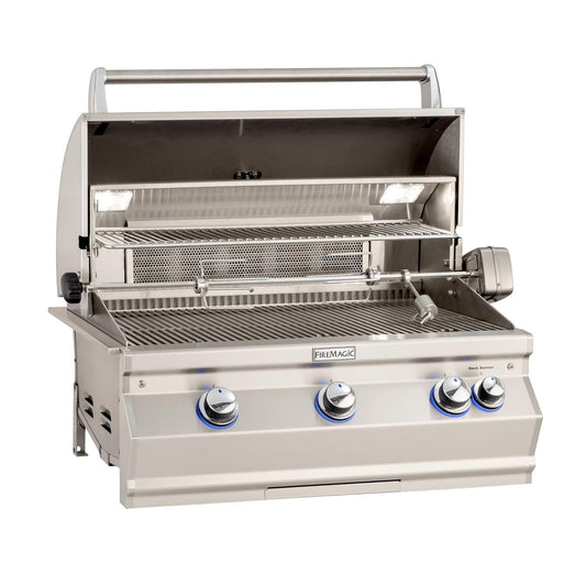 Fire Magic Aurora 30” Built-In Gas Grill / Rotisserie Backburner, Analog Thermometer / A660i-8EA