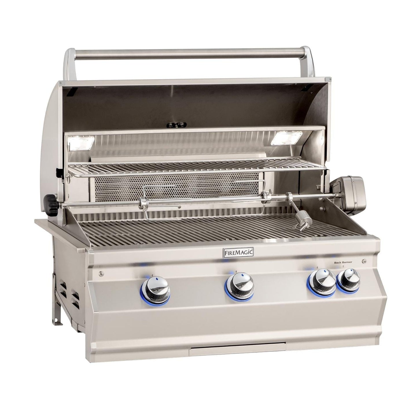 Fire Magic Aurora 30” Built-In Gas Grill / Rotisserie Backburner, Infrared Sear Burner, Analog Thermometer / A660i-8LA