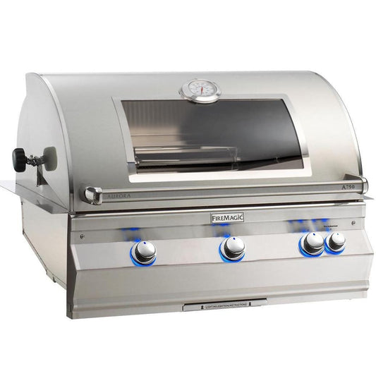 Fire Magic Aurora 36” Built-In Gas Grill / Rotisserie Backburner, Magic View Window, Analog Thermometer / A790i-8EA-W