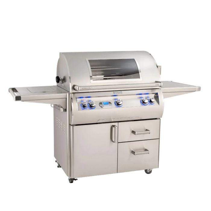 Fire Magic Echelon Diamond E790s Freestanding Cart Gas Grill With Rotisserie, Infrared Burner, Magic View Window, Single Side Burner & Digital Thermometer - E790s-8L1-62-W