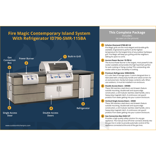 Fire Magic Contemporary Island System With Refrigerator ID790-SMR-115BA