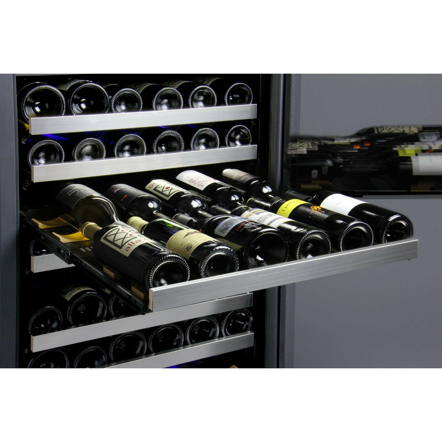 Allavino 47” Wide | 249 Bottle Triple Zone Side-by-Side Wine Cooler | Tru-Vino Technology and FlexCount II Shelving
