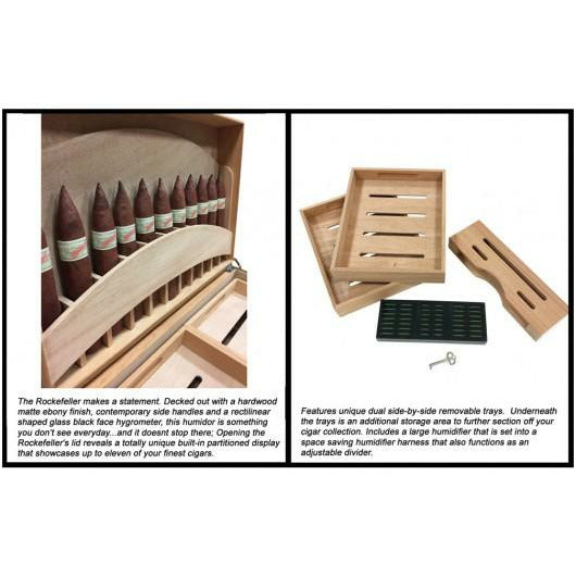Rockefeller Desktop Cigar Humidor | Lid Cigar Display | Lift Out Trays | Holds 130 Cigars
