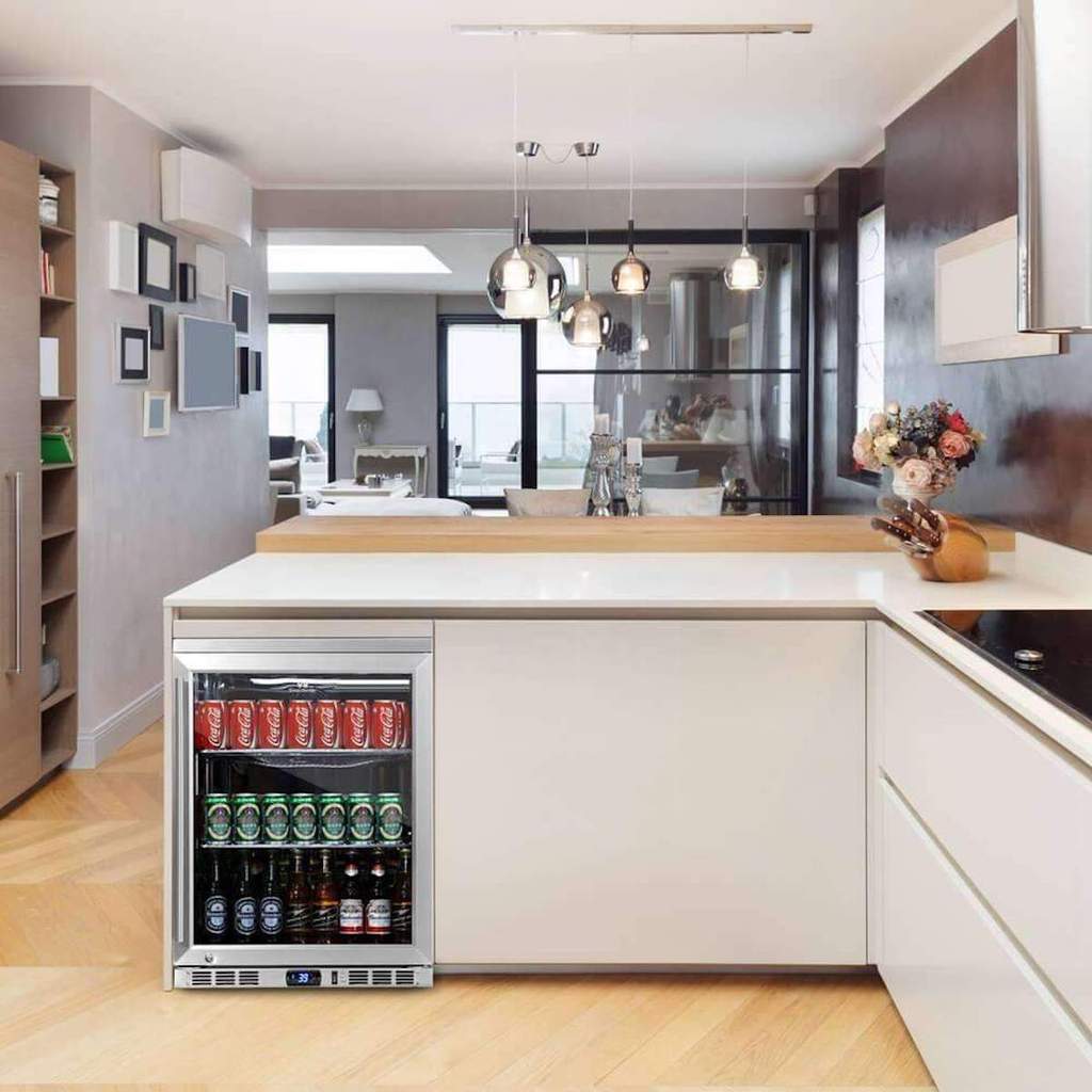 KingsBottle 24” Wide Beverage Center | Holds 126 Cans | Heated Glass Door | KBU55M
