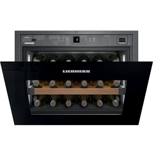 Liebherr Integrated Single Zone Wine Cabinet | Holds 18 Bottles | Black Pull Down Door