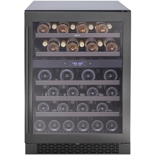 Zephyr Presrv 24" Dual Zone Wine Cooler | Holds 45 Bottles | Black Stainless Steel | PRW24C02BBSG
