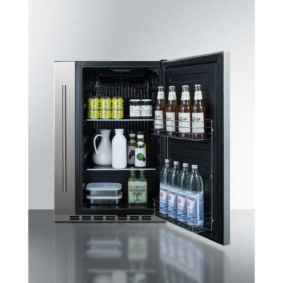 Summit 24" Wide, Shallow Depth, Outdoor Refrigerator w/ Slide-Out Storage Compartment