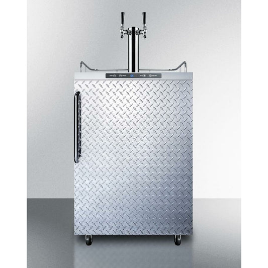 Summit 24" Wide, Dual Tap Outdoor Kegerator w/ Diamond Plated Door- Freestanding