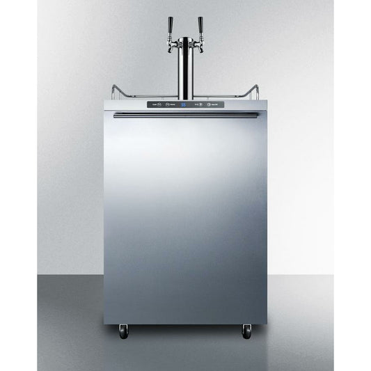 Summit 24" Wide, Commercial Approved, Dual Tap Outdoor Beer Kegerator - Freestanding (horizontal handle bar)