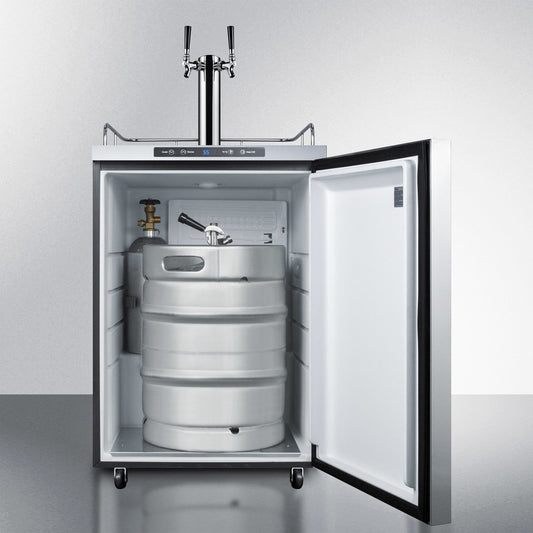 Summit 24" Wide, Commercial Approved, Dual Tap Outdoor Beer Kegerator - Freestanding (horizontal handle bar)