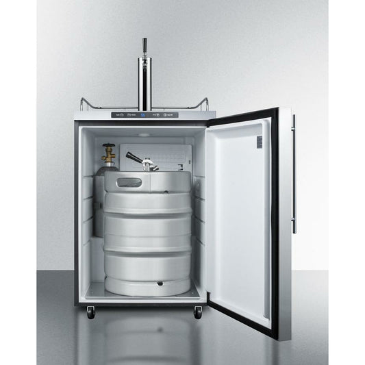 Summit 24" Wide, Single Tap Freestanding Outdoor Kegerator, Commercial Approved (vertical handle bar)