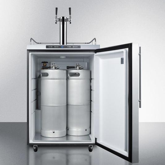 Summit 24" Wide, Commercial Approved, Dual Tap Outdoor Beer Kegerator - Freestanding (vertical handle bar)
