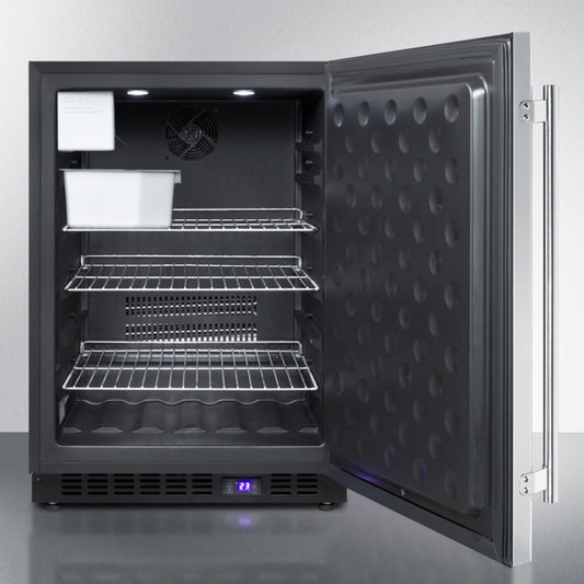 Summit 24" Wide, Outdoor Freezer w/ Icemaker (Black Exterior Cabinet)