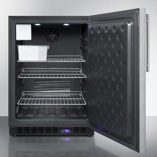 Summit 24" Wide, Outdoor Freezer w/ Icemaker, Vertical Handle (Black Exterior Cabinet)