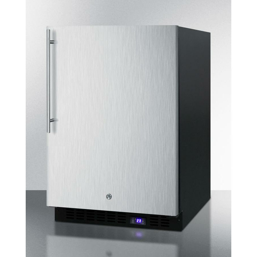 Summit 24" Wide, Outdoor Freezer w/ Icemaker, Vertical Handle (Black Exterior Cabinet)