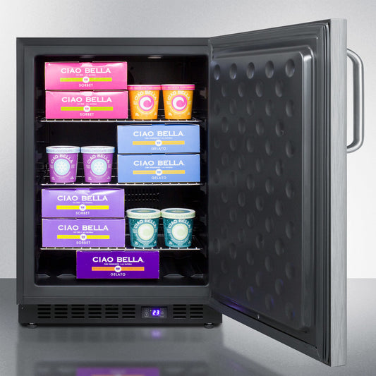 Summit 24" Wide, Outdoor Freezer w/ Towel Bar Handle (Black Exterior Cabinet)