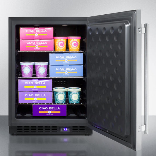 Summit 24" Wide, Outdoor Freezer (Black Exterior w/ Stainless Steel Door)