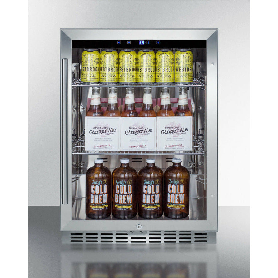 Summit 24" Wide, Commercial Approved Outdoor Beverage Center w/ Glass Door