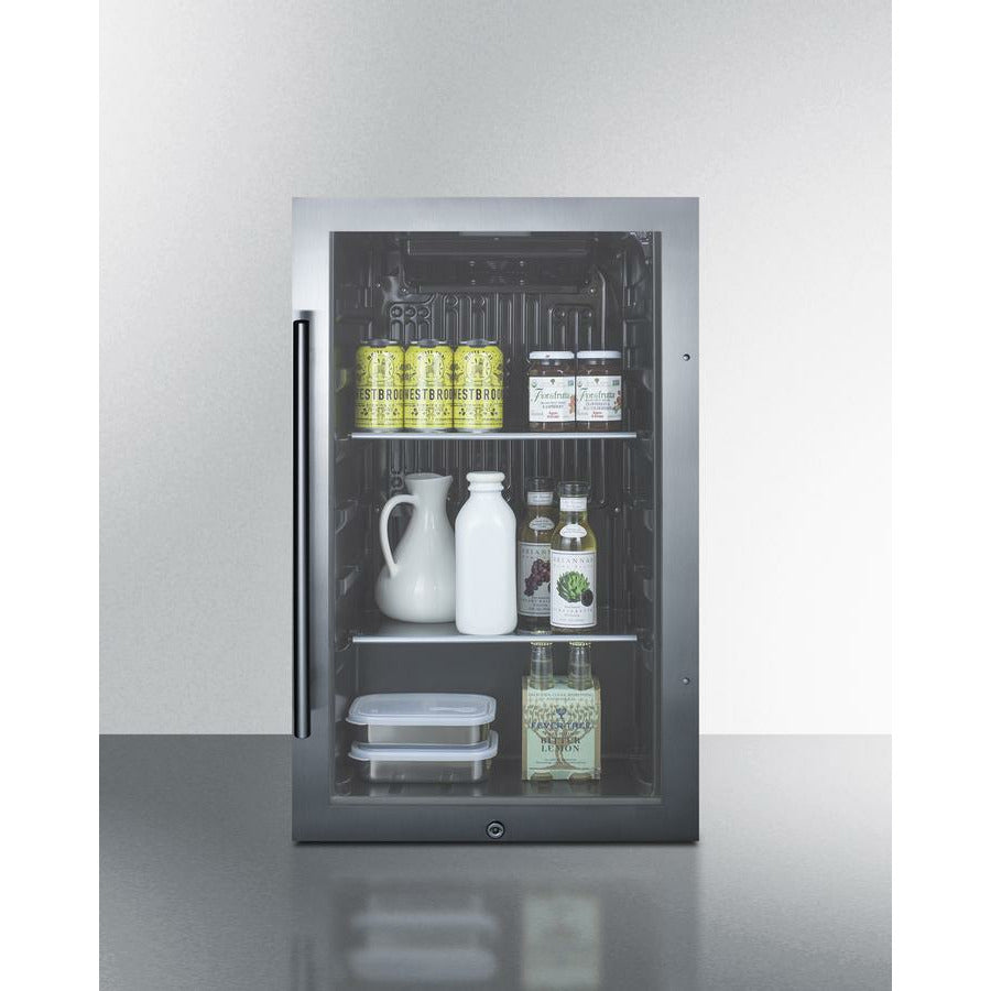 Summit 19" Wide, Commercial Approved, Shallow Depth Beverage Center (Cabinet- Stainless Steel)