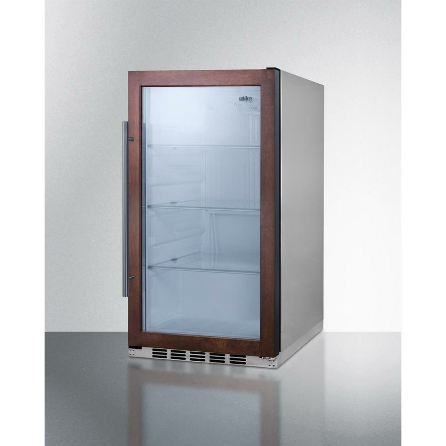 Summit 19" Wide, Commercial Approved, Shallow Depth Beverage Center - White Interior - Custom Panel Ready (Cabinet- Stainless Steel)