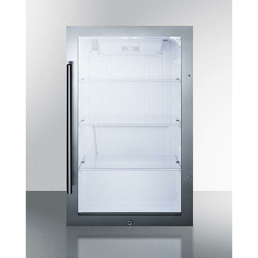 Summit 19" Wide, Commercial Approved, Shallow Depth Beverage Center - White Interior (Cabinet- Black)