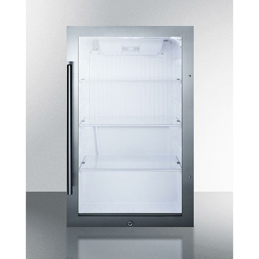 Summit 19" Wide, Commercial Approved, Shallow Depth Beverage Center- White Interior (Cabinet- Stainless Steel)