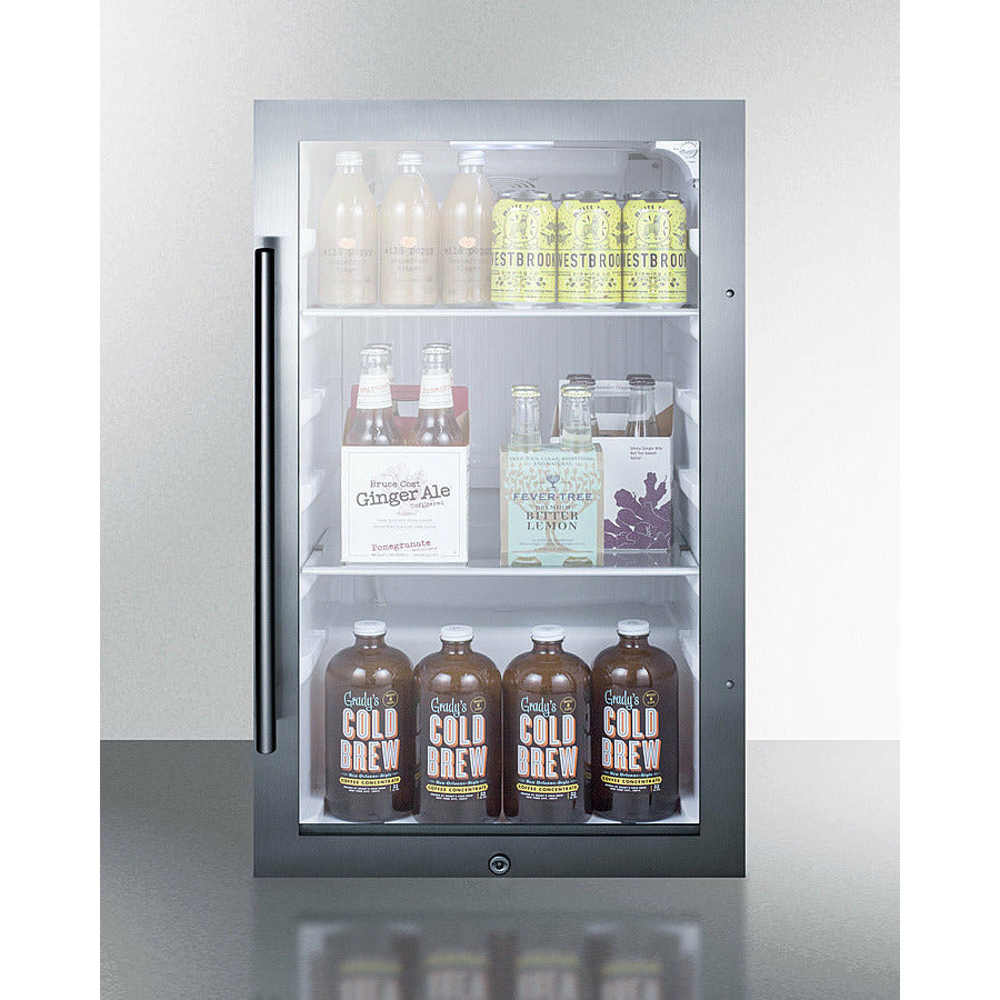 Summit 19" Wide, Commercial Approved, Shallow Depth Beverage Center - White Interior (Cabinet- Black)