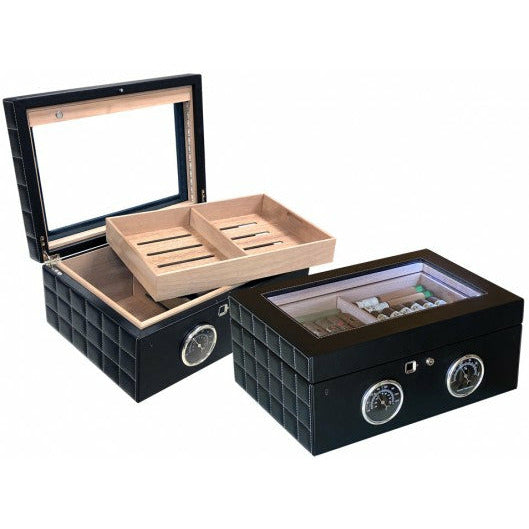 Lemans GT Desktop Cigar Humidor | Finger Print Lock | Holds 120 Cigars