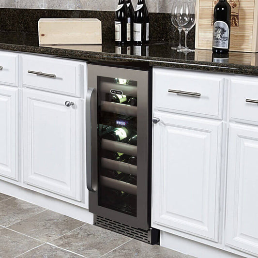 Whynter Elite 12" Wide, 17 Bottle Dual Zone Wine Refrigerator | Seamless Stainless Steel Door