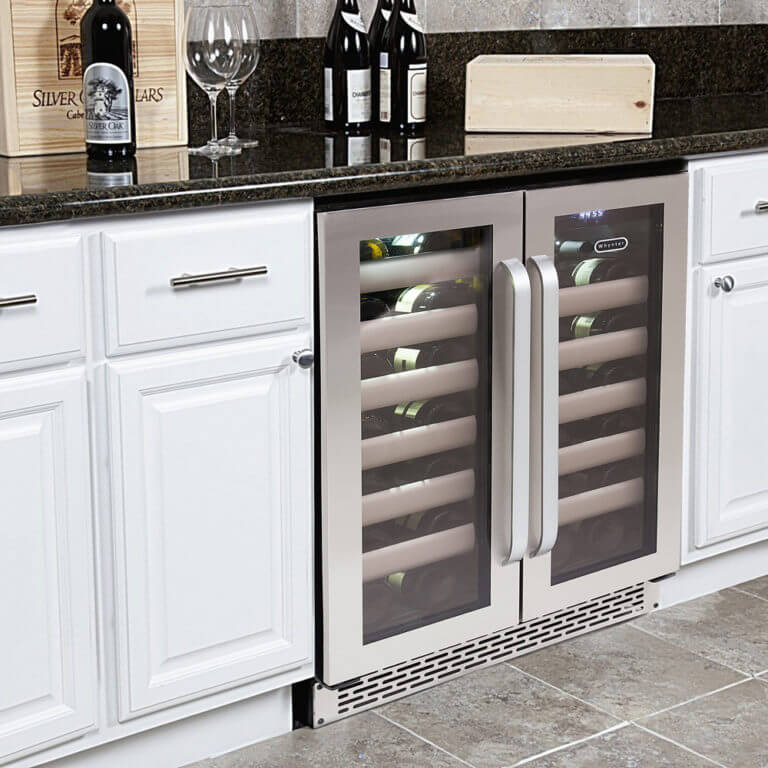 Whynter Elite 24" Wide, 40 Bottle Dual Zone Built-in Wine Cooler | Seamless Stainless Steel Door