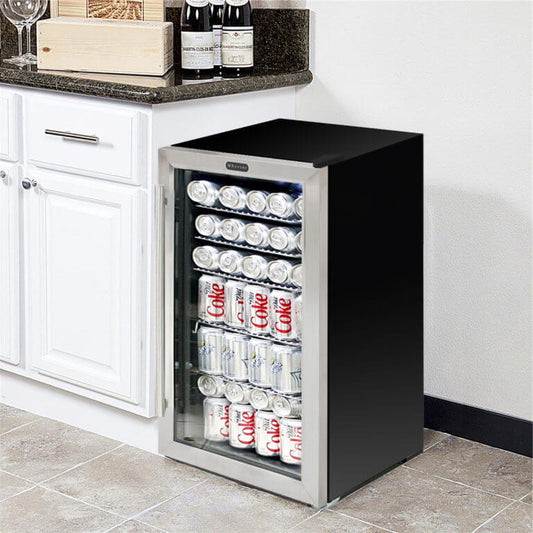 Whynter Freestanding Beverage Refrigerator | Stainless Steel Trim | 120 Can Capacity