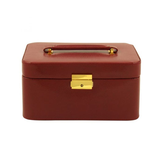 Bey-Berk Jewelry Box Case w/ Handle | Red Lizard Debossed Leather | BB534RED