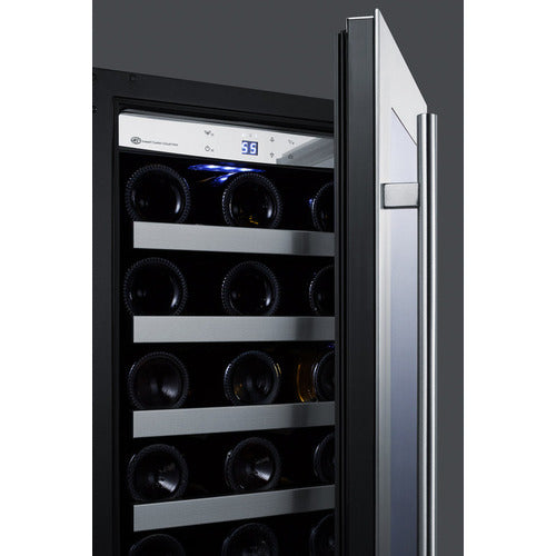 Summit 15" Wide 34 Bottle Single Zone Wine Cooler (Stainless Steel or Black Exterior)