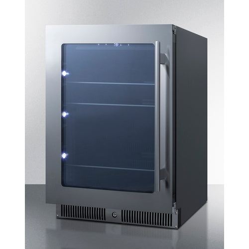 Summit 24" Wide Beverage Center w/ Stainless Steel Door & Black Exterior