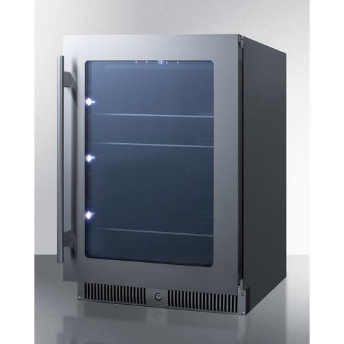 Summit 24" Wide Beverage Center w/ Stainless Steel Door & Black Exterior