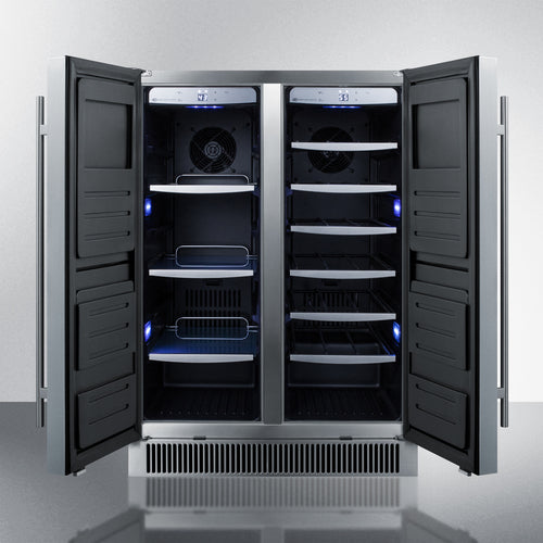 Summit 24" Wide, Dual Zone Wine & Beverage Center Combo w/ French doors - Stainless Steel Exterior