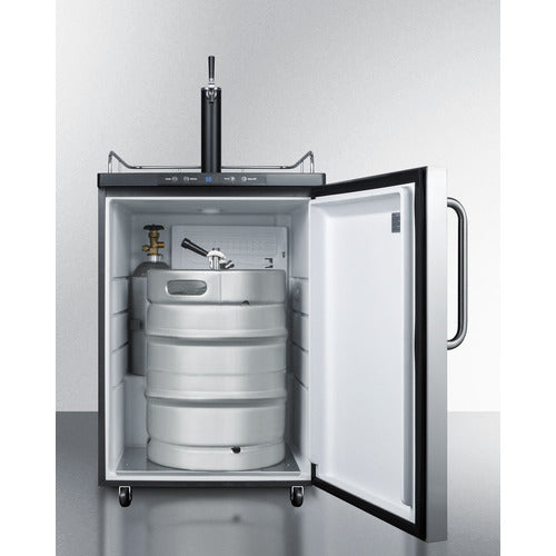 Summit 24" Wide Freestanding Beer Kegerator w/ Stainless Steel Door & Black Exterior (Single or Dual Tap)