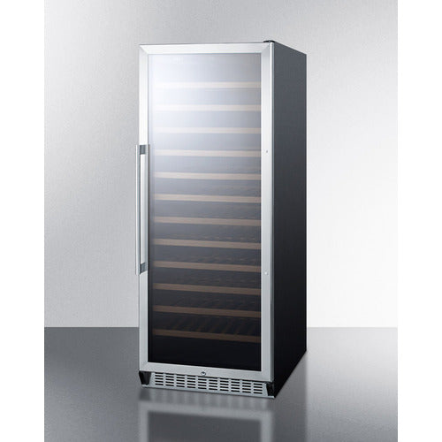 Summit 24" Wide 102 Bottle Single Zone Wine Cooler w/ Stainless Steel Door & Black Exterior