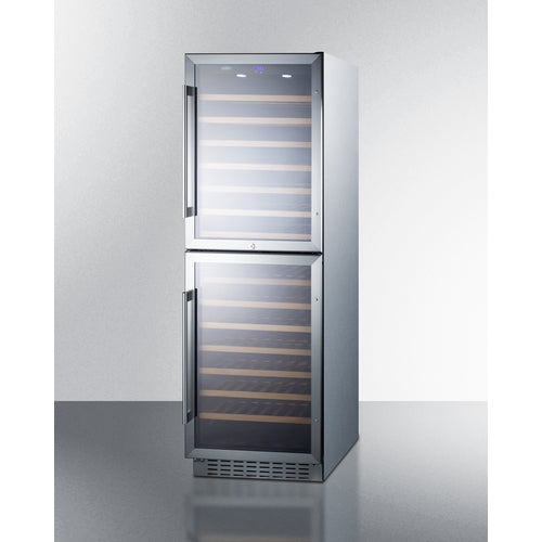 Summit 24" Wide, 118 Bottle Dual Zone Wine Cooler (Stainless Steel or Black Exterior Cabinet)