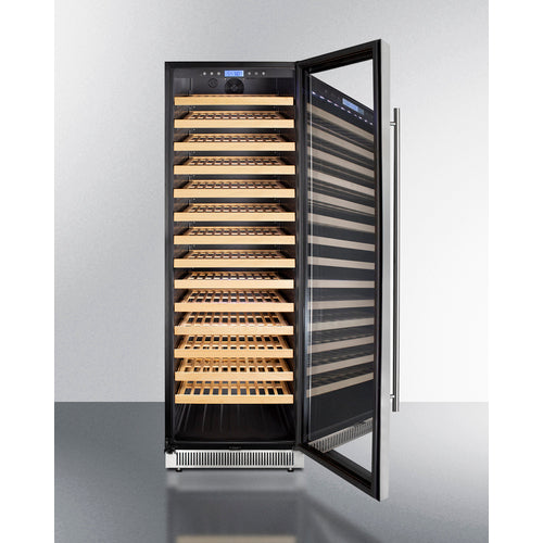 Summit 24" Wide, 165 Bottle Single Zone Wine Cooler (Stainless Steel or Black Exterior Cabinet)