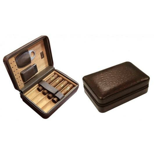 Brown Manhattan Travel Cigar Humidor Gift Set- Holds 8 Cigars