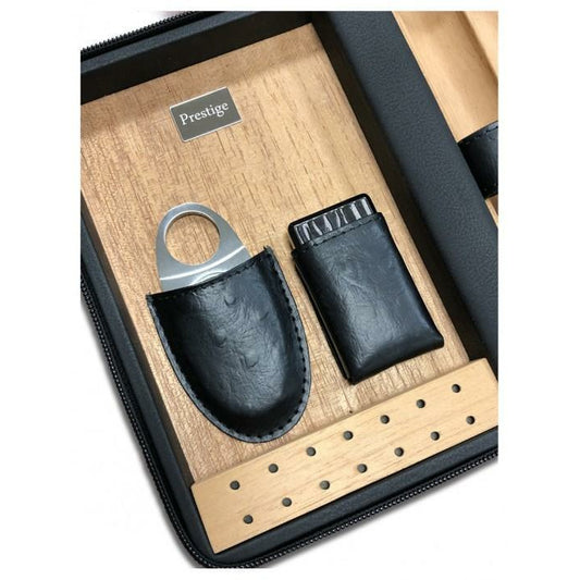 Black Manhattan Travel Cigar Case | Gift Set including Accessories | Holds 8 Cigars