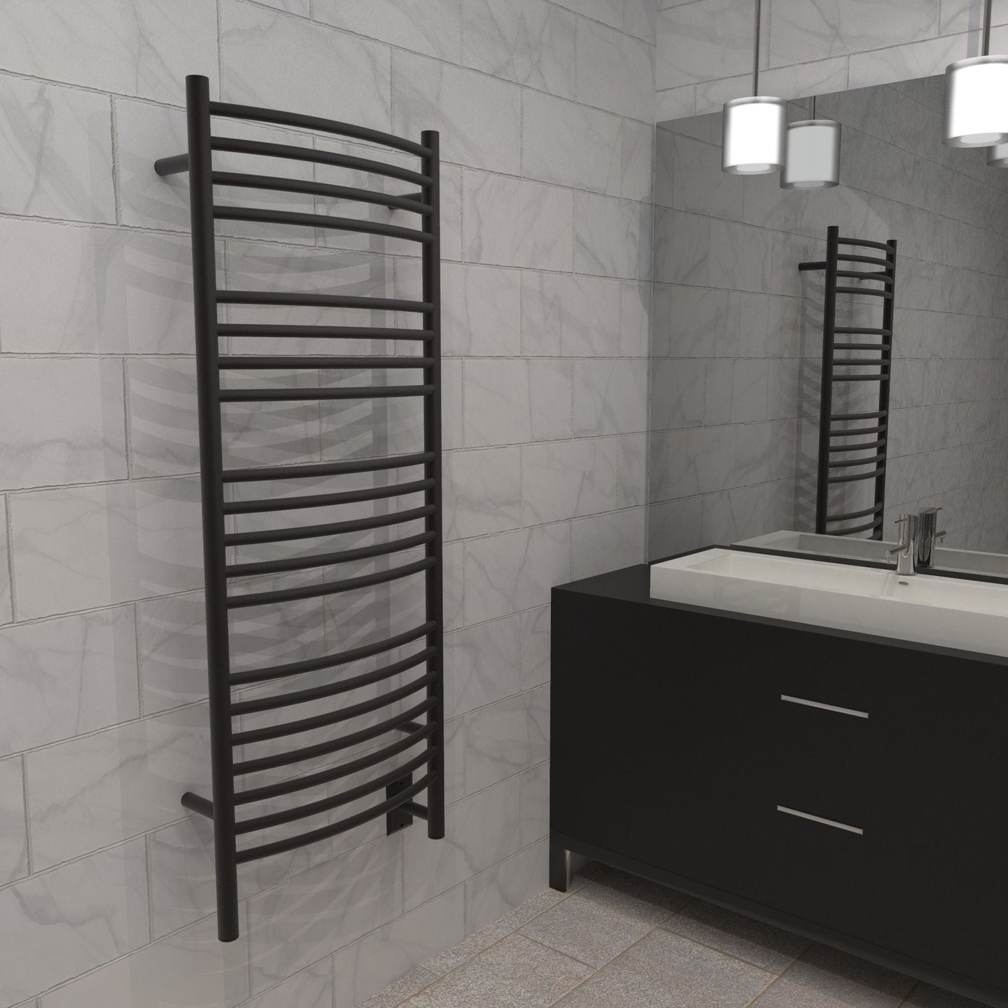 Amba Jeeves D Curved Hardwired Towel Warmer - 20.5"w x 53"h