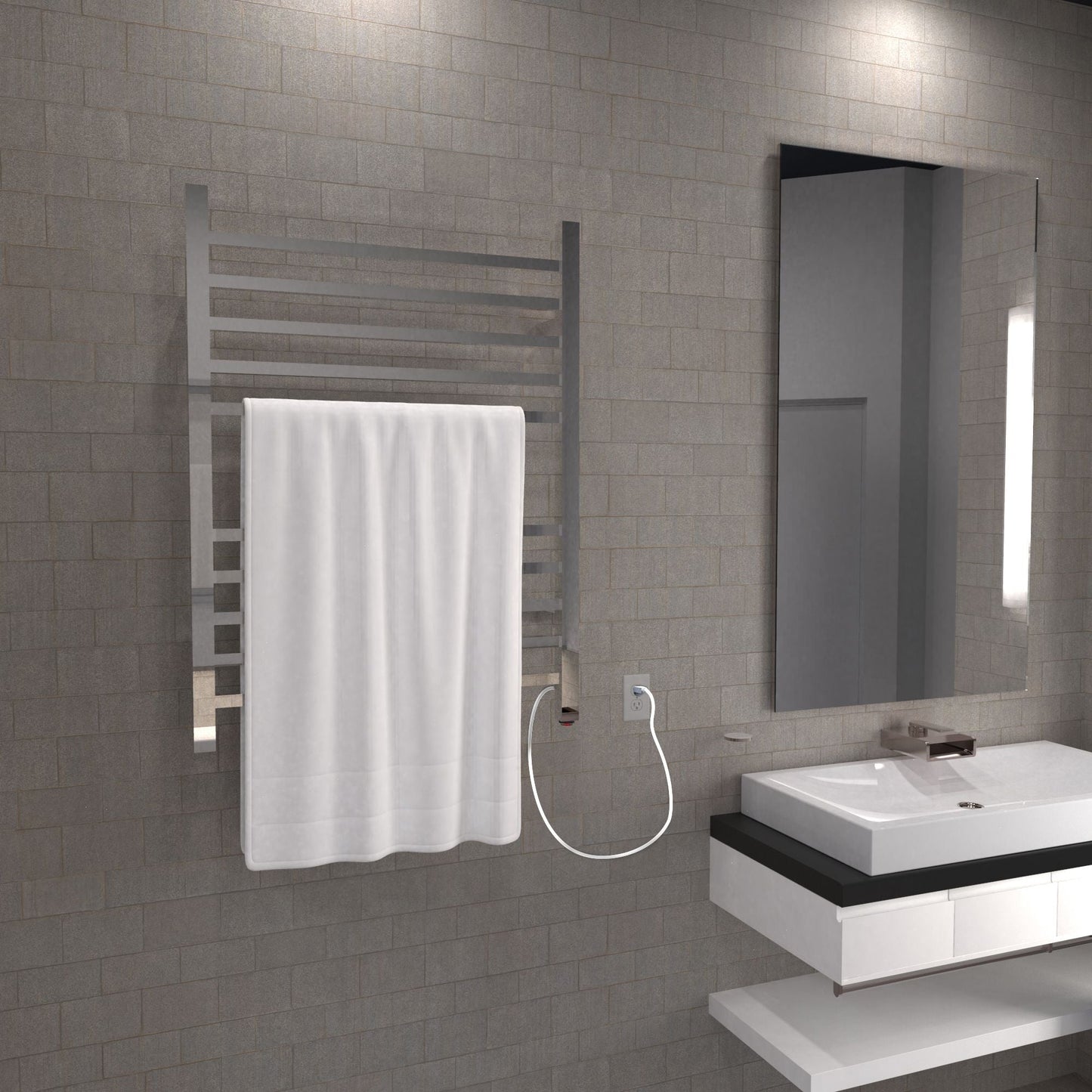 Amba Radiant Square Plug-In 10 Bar Electric Towel Warmer - 24"w x 32"h