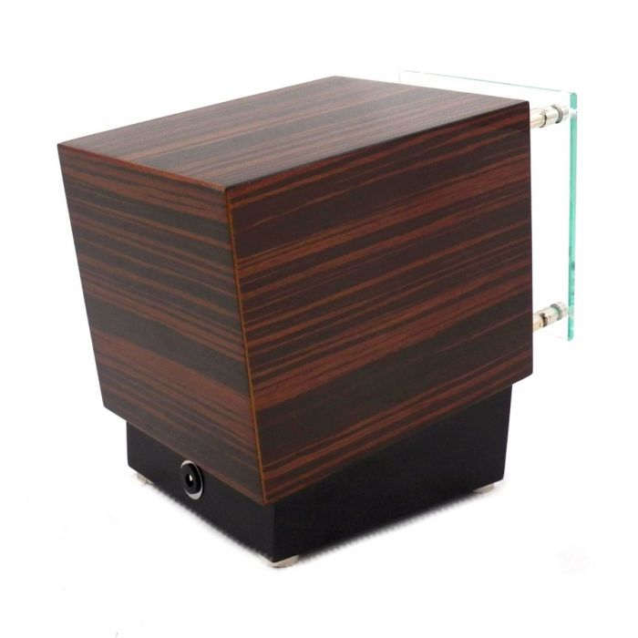 Bey-Berk Single Watch Winder | Glass Face | Ebony Burlwood | BB651EBN