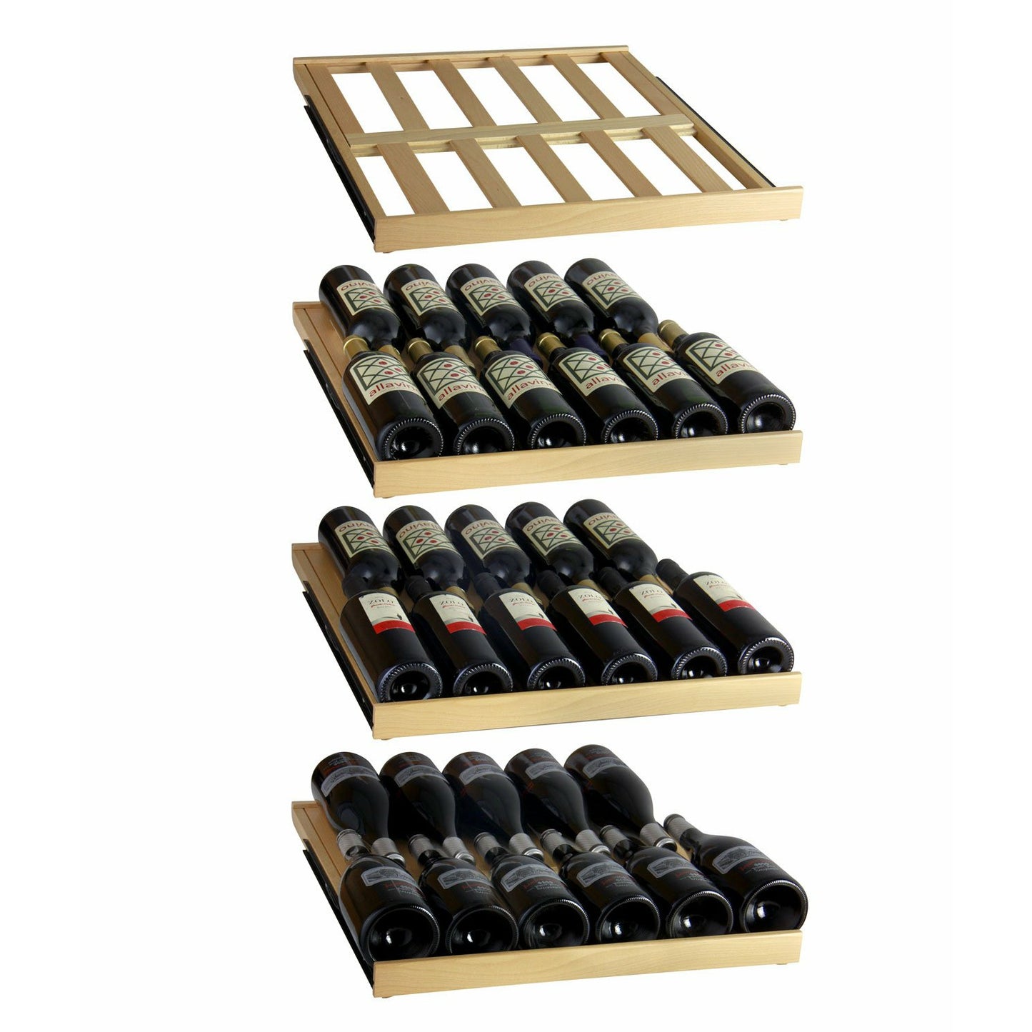 Allavino 48 Inch Wide | 346 Bottle Triple Zone Side-by-Side Wine Cooler | Tru-Vino Technology and FlexCount II Shelving