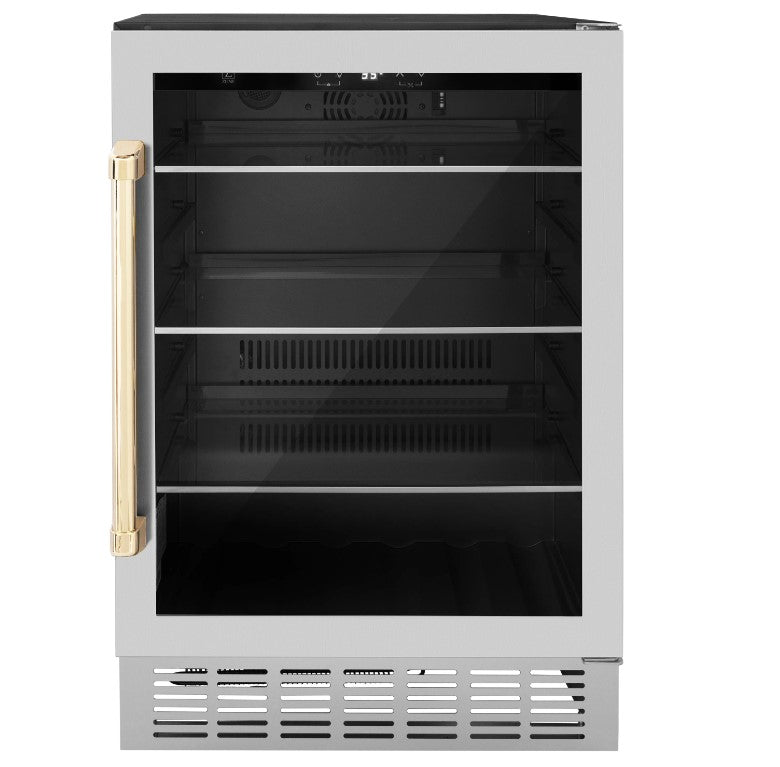 ZLINE 24" Monument Autograph Edition 154 Can Beverage Fridge in Stainless Steel with Accents