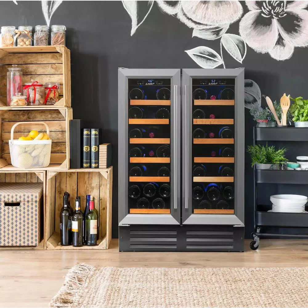 Smith & Hanks 24" Dual Zone Wine Cooler w/ French Doors | Holds 40 Bottles | RW116D